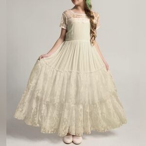 Bibihou brand girls beige maxi dress size 14 years new in package with tag